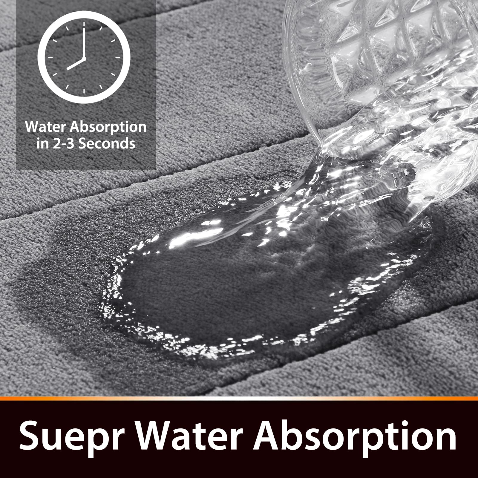 Yimobra Memory Foam Bath Mat Large Size 31.5 by 19.8 Inches  Soft and Comfortable  Super Water Absorption  Non-Slip  Thick  Machine Wash  Easier to Dry for Bathroom Floor Rug  Grey